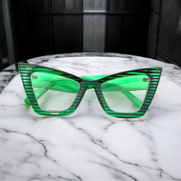Oversized Retro Cat Eye Clear LensEYEGLASSES Large Optical Frame RX Capable - Picture 1 of 6